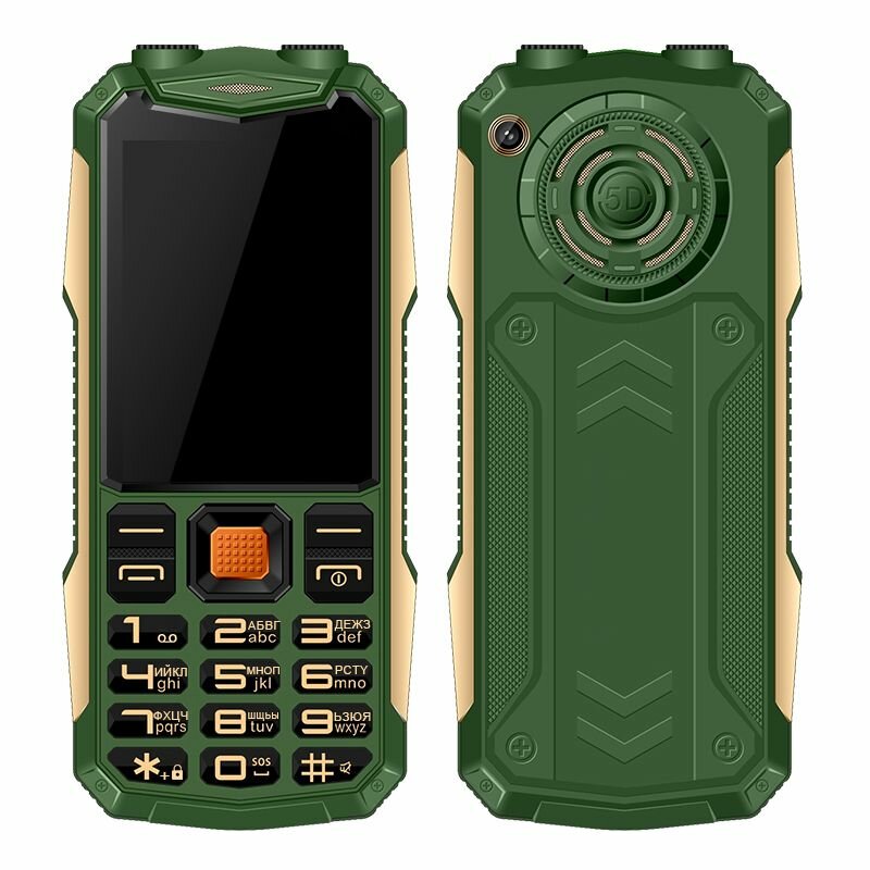 Зеленый Противоударный Мобильный телефон K1 /DUAL с 2 SIM/Русская Клавиатура