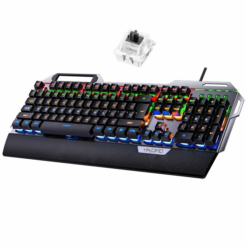 104 клавиши USB 7 цветов RGB из алюминиевого сплава игровая клавиатура для киберспорта с подставкой для мобильного телефона, ручка регулировки громкости