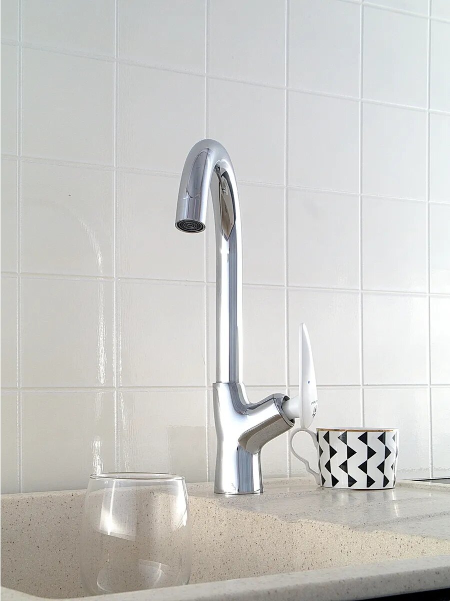 Смеситель Diadonna, для кухни, одно рычажный, латунь, хром, высокий излив — фото 1