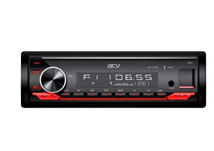 Автомагнитола 1DIN. ACV AVS-928BR 1DIN./красная/USB/AUX/SD/FM/Bluetooth/4x50/