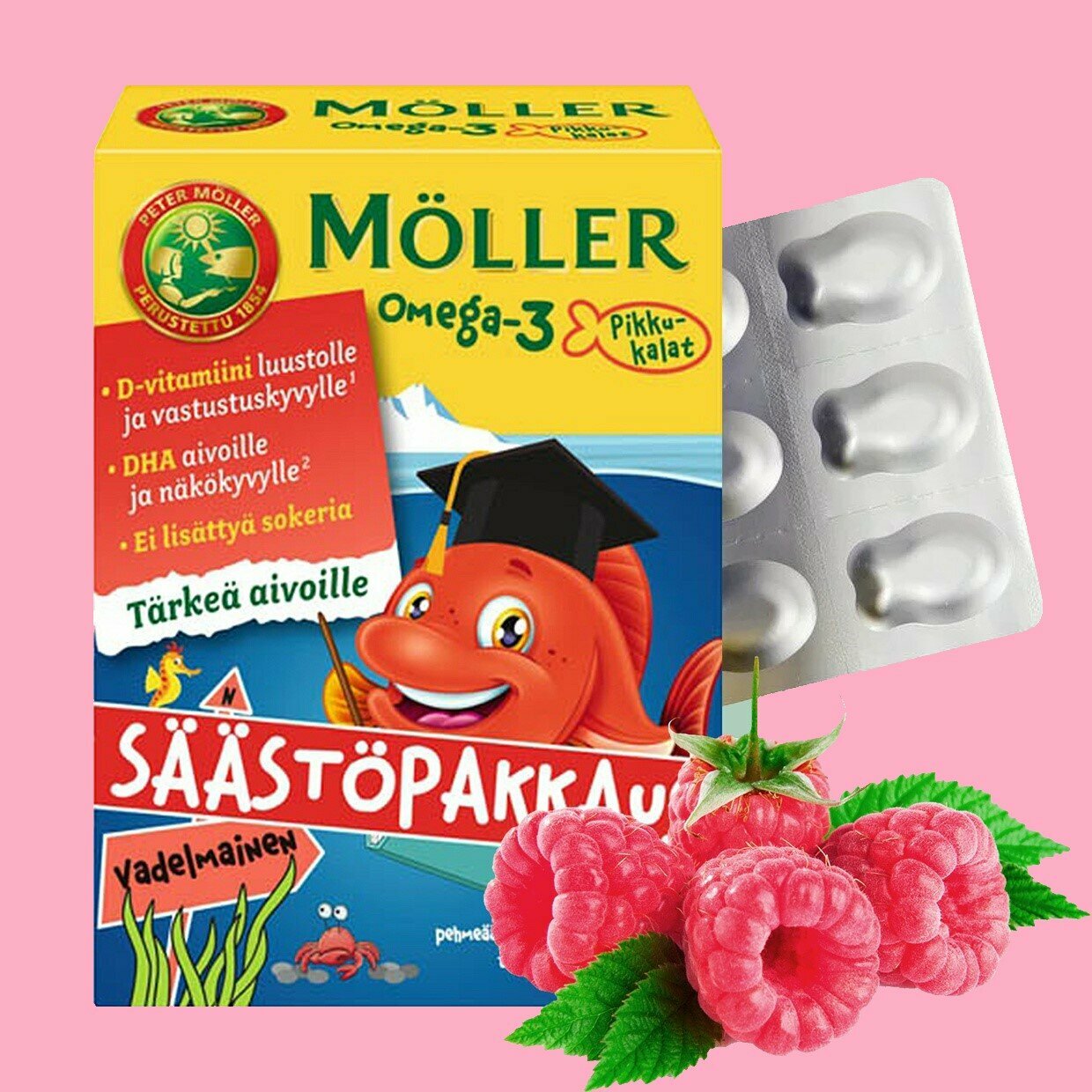 OMEGA-3 мармелад для детей MOLLER МАЛИНА 72 шт