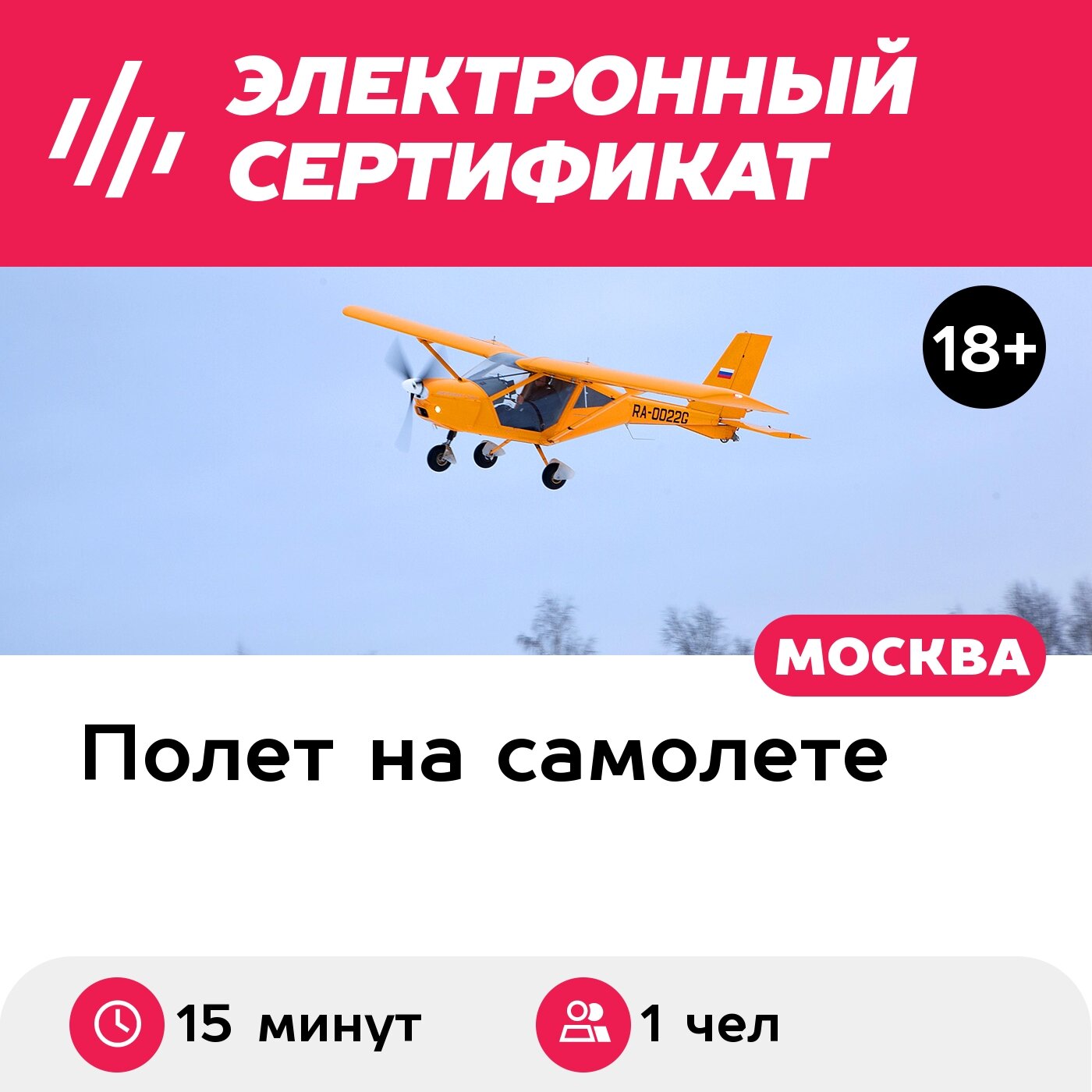 Подарочный сертификат Ознакомительный полет на самолете Aeroprakt для 1 человека (15 минут)