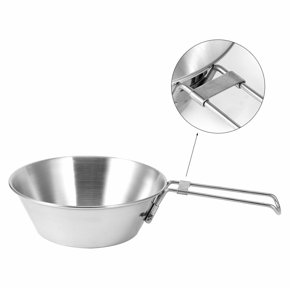Утолщенная складная портативная миска для пикника из нержавеющей стали 304, посуда для кемпинга на открытом воздухе, посуда