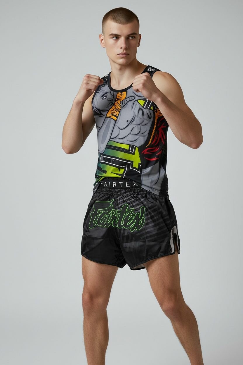 Футболка Born to be Muaythai, размер XL, черный/зеленый — фото 1