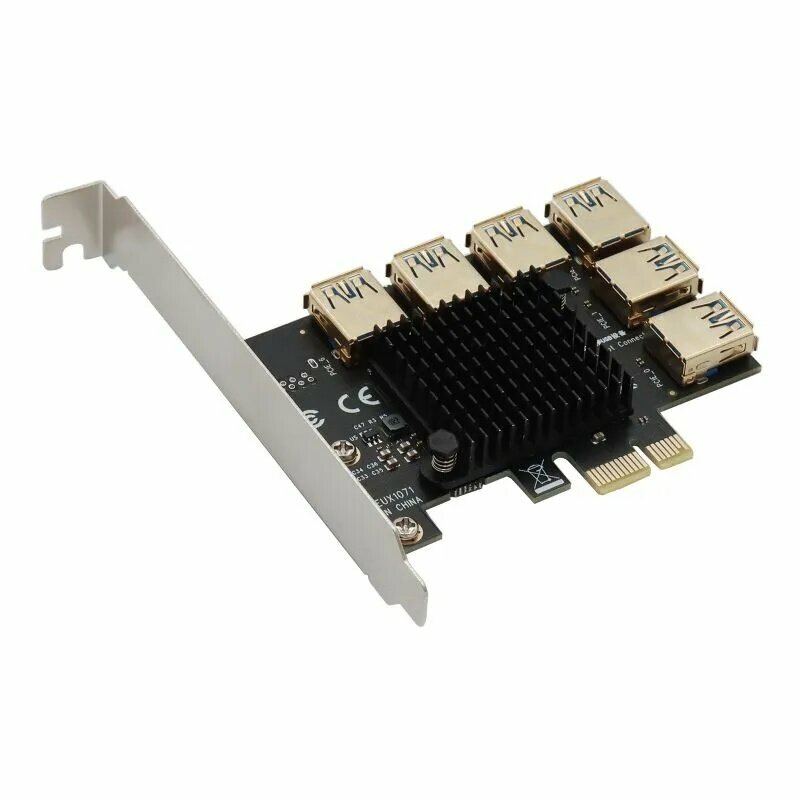 PCIe разветвитель 1X на 16X с 6 портами USB 3.0