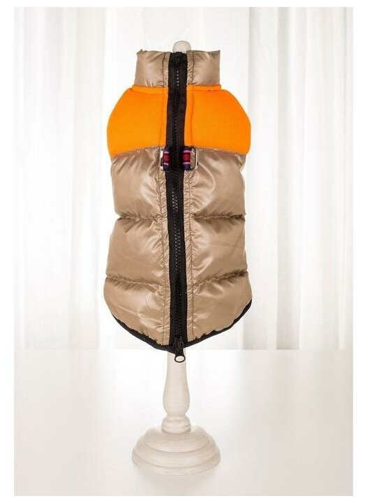 Куртка для собак на молнии размер 18 (ДС 40 см ОГ 50 см ОШ 38 см) бежевая с оранжевым