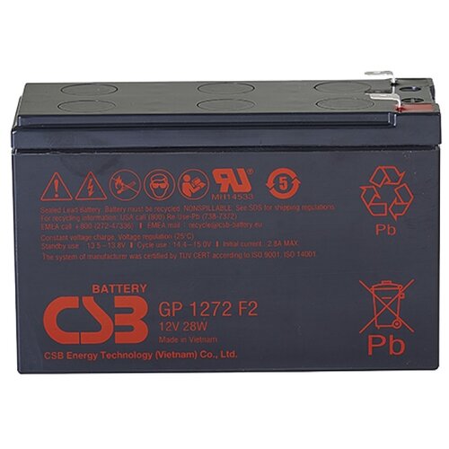 Аккумуляторная батарея CSB GP 1272 F2 28W 12В 7.2 А·ч стартерный свинцово кислотный аккумулятор wbr mt 12 7 a