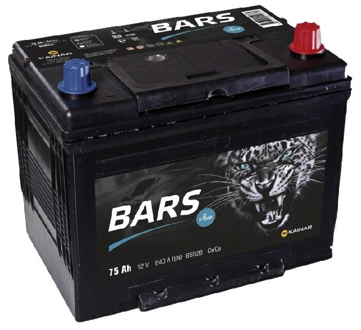 Аккумулятор автомобильный Bars Asia 75 А/ч 640 А обр. пол. 85D26L Азия авто (258x173x220) с бортиком