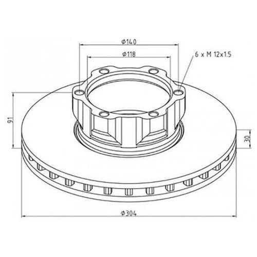 PE AUTOMOTIVE 016.650-00A_диск торм !304/118x30/91 6n-140-M12x1.5 \Omn MB 507/510/609/709/O609D