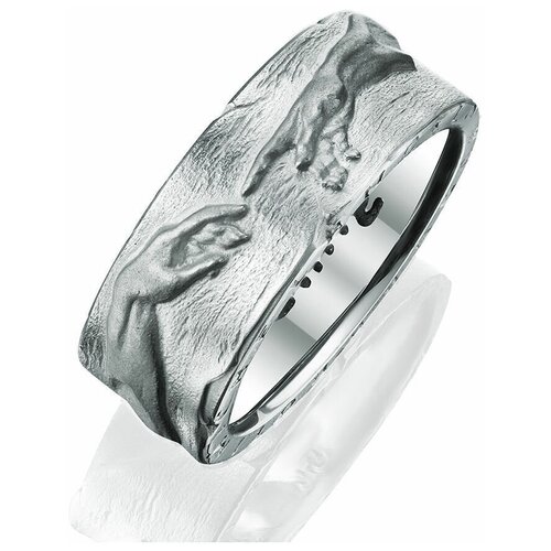 Кольцо Thing Jewelry, серебро, 925 проба, родирование, размер 16, ширина 8.5 мм, серебряный