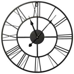 Часы настенные аналоговые Black Metal Clock, 40x40см