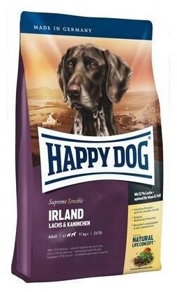 Happy dog Ирландия: для чувств.собак: лосось+кролик (Ireland) | Supreme Irland, 12,5 кг