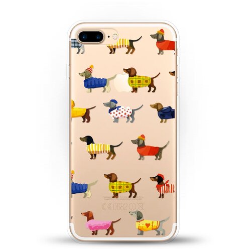 фото Силиконовый чехол модные таксы на apple iphone 7 plus andy & paul