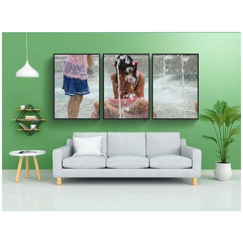 фото Набор модулных постеров для интерьера "играть, фонтан, парк" 60x90 см. в тубусе, без рамки lotsprints