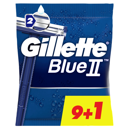 Одноразовый бритвенный станок Gillette Blue II 9+1, синий многоразовый бритвенный станок gillette blue2 plus 3 шт