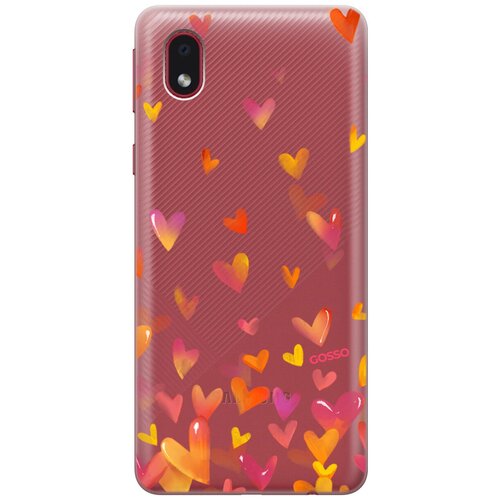 фото Ультратонкий силиконовый чехол-накладка transparent для samsung galaxy a01 core с 3d принтом "flying hearts" gosso