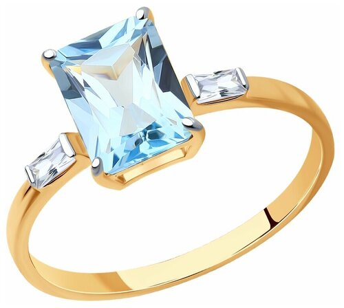 Кольцо Diamant, красное золото, 585 проба, топаз, фианит, размер 17