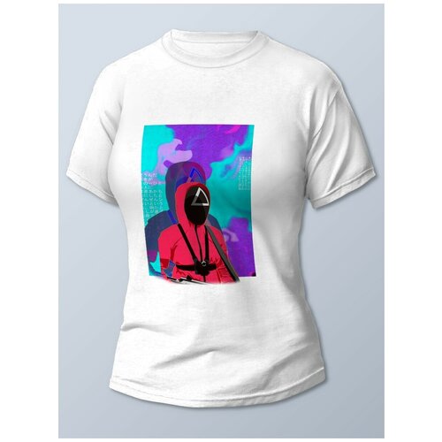 фото Футболка женская белая сериалы игра в кальмара (игра в кальмара, squid game) - 21745 brut-shop