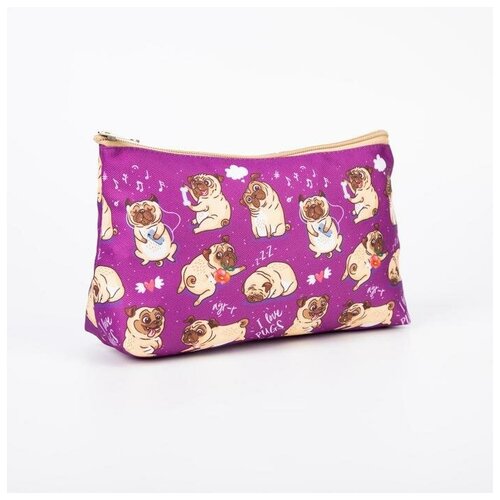 Косметичка на молнии, без подклада, цвет фиолетовый