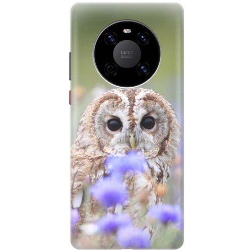 фото Ультратонкий силиконовый чехол-накладка для huawei mate 40 с принтом "сова и васильки" gosso
