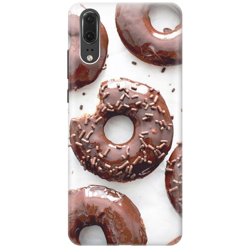 фото Силиконовый чехол на huawei p20 / хуавей п20 с эффектом блеска "пончики в шоколадной глазури gosso