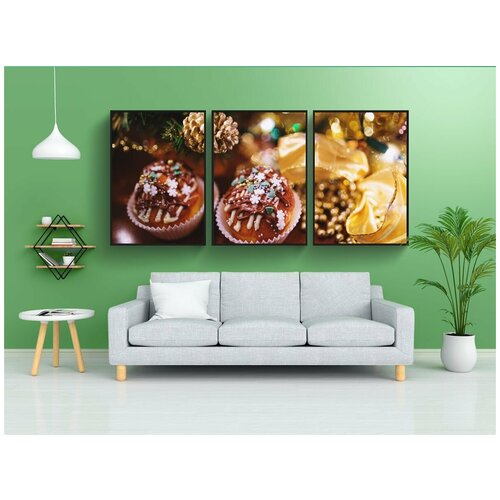 фото Набор модулных постеров для интерьера "кекс, кексы, булочка" 60x90 см. в тубусе, без рамки lotsprints