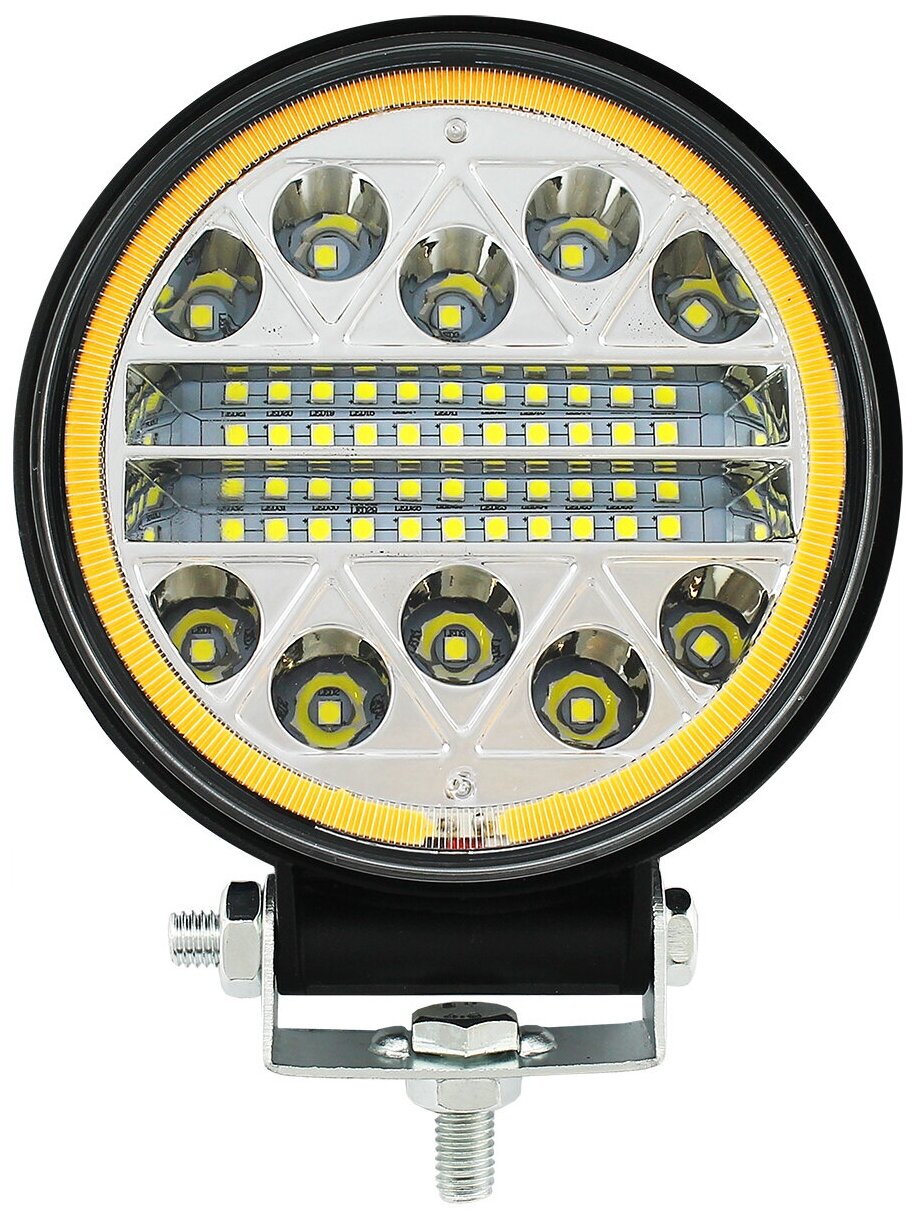 Фара светодиодная противотуманная и рабочего света 12-80V 120W (d-115мм 40 LED с желтой подсветкой 5W) Вспышки ФСО