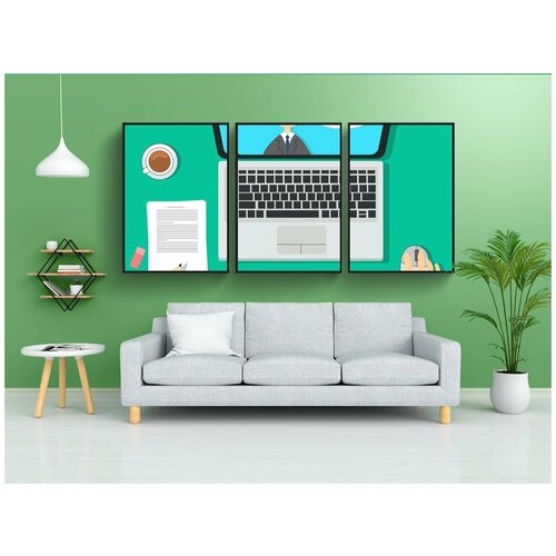 фото Набор модулных постеров для интерьера "ноутбук, экран, стол письменный" 60x90 см. в тубусе, без рамки lotsprints