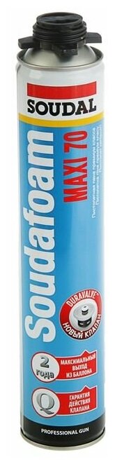 Пена монтажная Soudal Soudafoam Maxi 70 пистолетная летняя до 70 л 870 мл 2300666