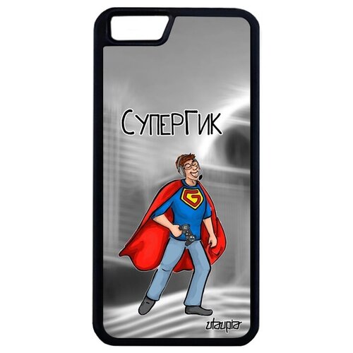 фото Защитный чехол на телефон // apple iphone 6 plus // "супергик" геймер герой, utaupia, серый