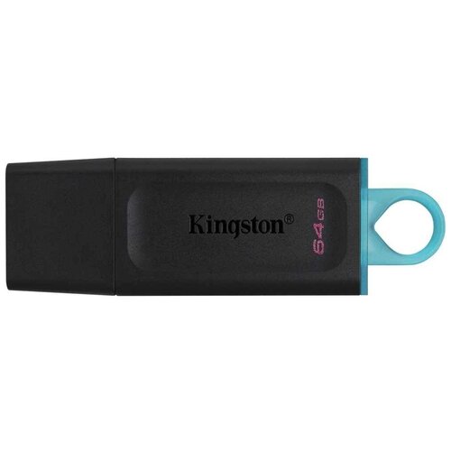 фото Флеш диск kingston 64gb datatraveler exodia dtx/64gb, usb 3.1, черный/голубой