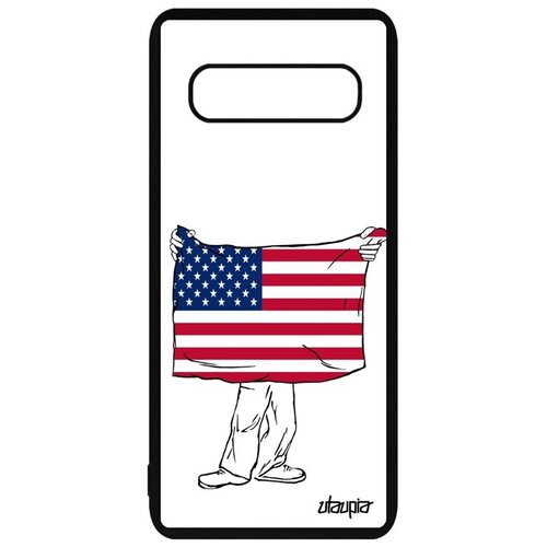 фото Красивый чехол для мобильного // samsung galaxy s10 // "флаг соединенных штатов с руками" дизайн страна, utaupia, белый
