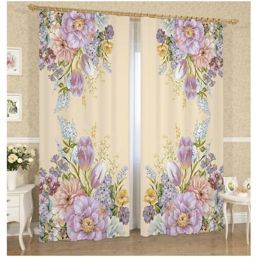 фото Комплект "букет невесты", штора 2шт; тюль сирень 1шт