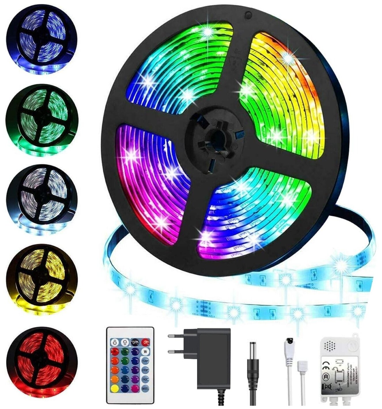 Светодиодная LED лента SimpleShop c различными режимами работы, многоцветная RGB лента, 5м.