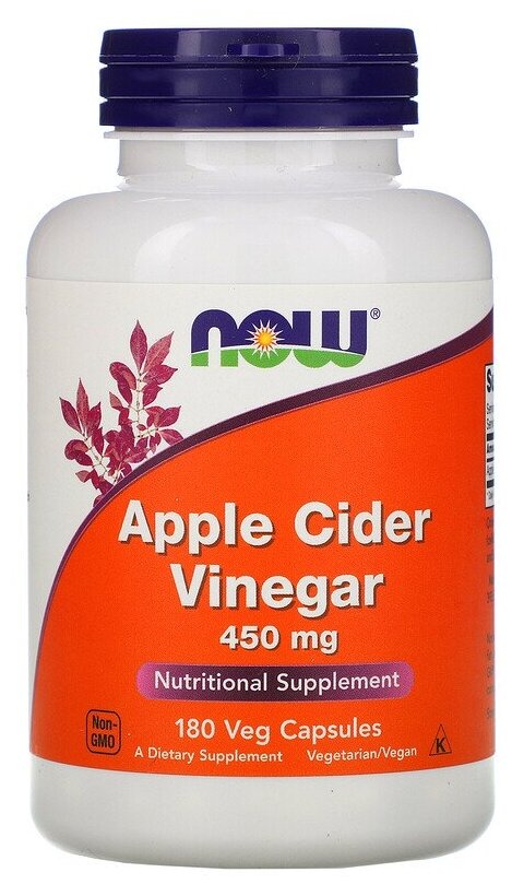 Капсулы NOW Apple Cider Vinegar 450 мг, 150 г, 180 шт.