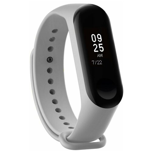 фото Силиконовый ремешок для фитнес браслета xiaomi mi band series 3, series 4 / спортивный браслет для фитнес трекера ксиоми, сяоми ми банд 3 и ми бенд 4 premium (серый) pastila