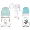 Ручной молокоотсос Canpol Babies Basic с принадлежностями + две бутылочки для кормления 120 мл и 240 мл - изображение