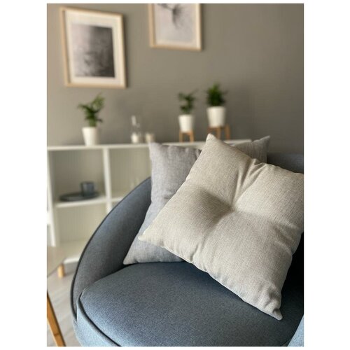 Подушка 43х43 см, с имитац.пуговиц с тафтингом, бежевый