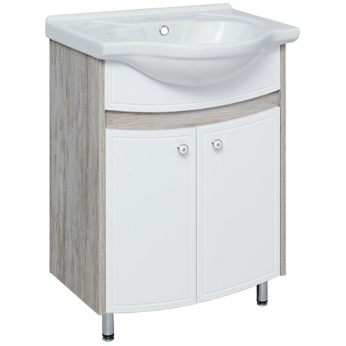 Тумба с раковиной в ванную / Runo / аликанте 60 / с умывальником Байкал 60 / тумба под раковину / раковина