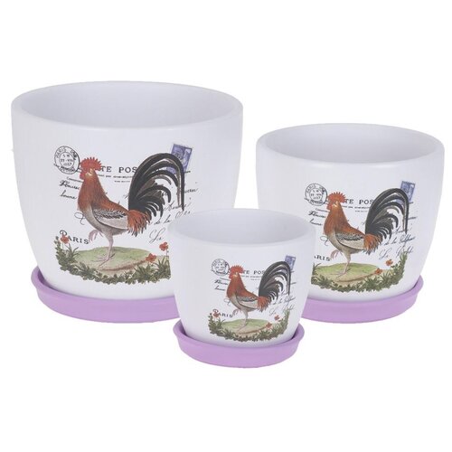 Набор горшков для цветов с поддонами 