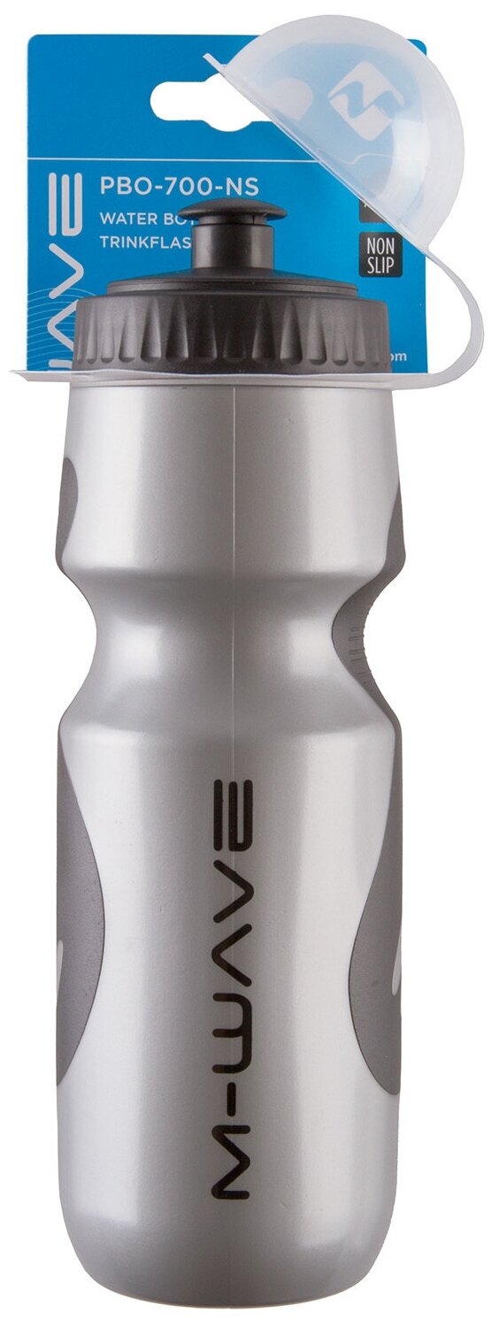 фото Фляга велосипедная высококачественный антискользящий пластик 0,65 л с крышкой, серо-черная M-WAVE