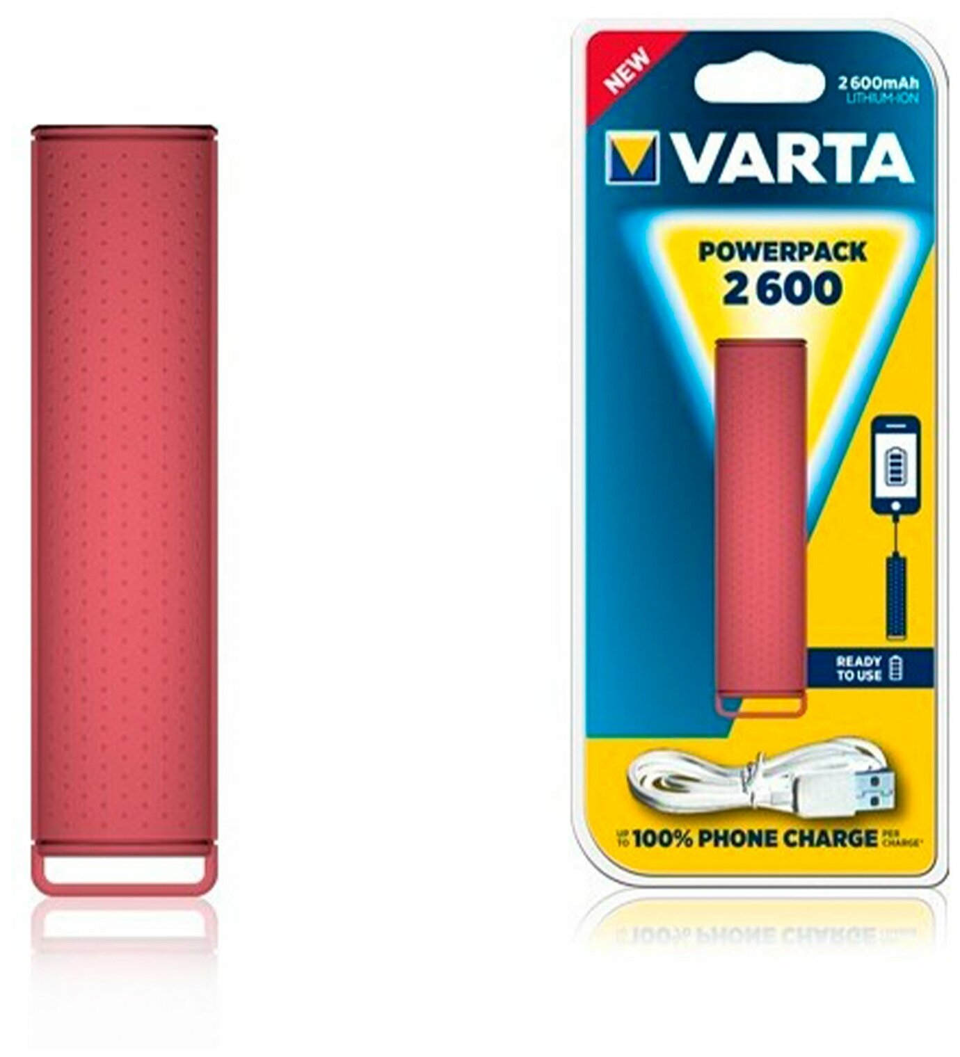 Внешний аккумулятор VARTA Внешняя аккумуляторная батарея VARTA Powerpack 2600 mAh, красный