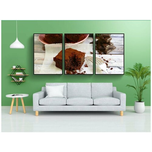 фото Набор модулных постеров для интерьера "шоколадный торт, домовые, торты" 60x90 см. в тубусе, без рамки lotsprints