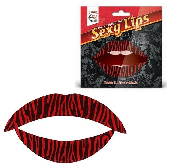 Татуировка для губ, яркий образ для вечеринки Erotic Fantasy Lip Tattoo Sexy Lips Тигровый красный