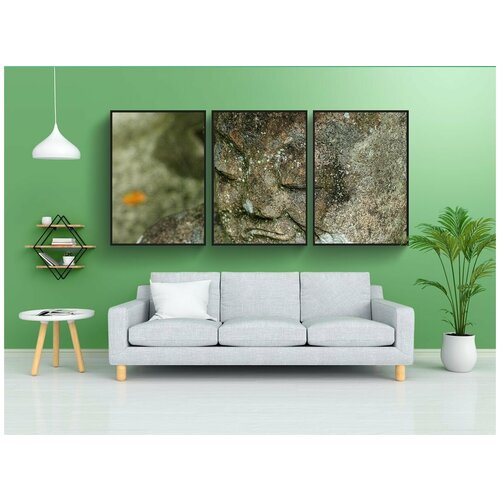 фото Набор модулных постеров для интерьера "статуя будды, каменный будда, япония" 60x90 см. в тубусе, без рамки lotsprints