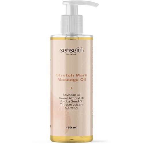 Senseful / Масло для тела для профилактики растяжек и массажа с соевым маслом и маслами миндаля, жожоба и зародышей пшеницы