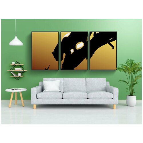 фото Набор модулных постеров для интерьера "львица, животное, силуэт" 60x90 см. в тубусе, без рамки lotsprints