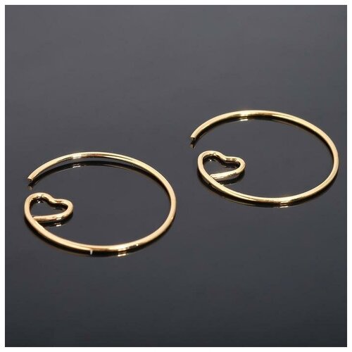 фото Швензы-кольца с сердечком позолота, открытые 23мм (пара) сима-ленд