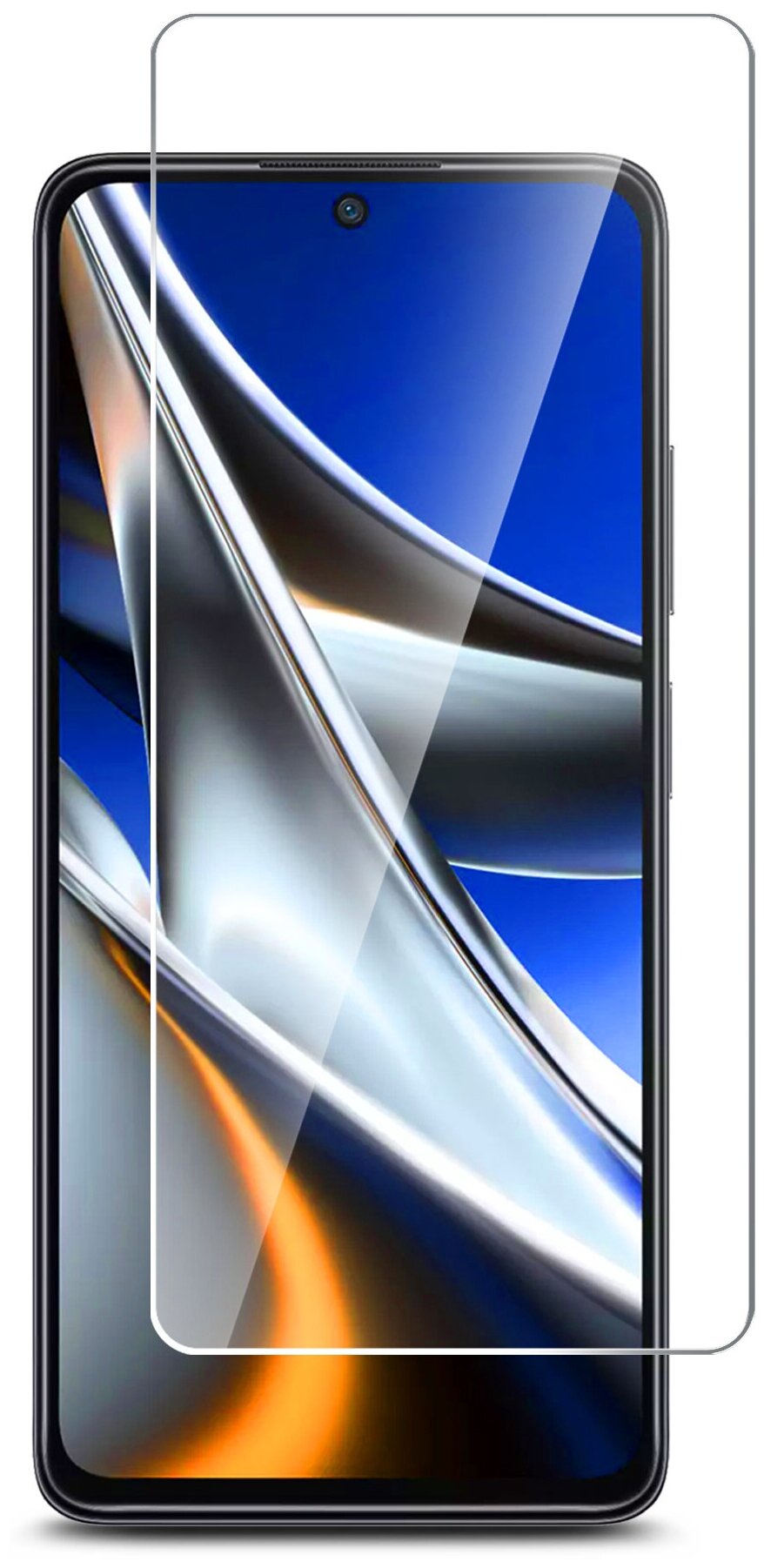 Защитное стекло на Xiaomi Poco X4 Pro 5G (Ксиоми Поко Х4 Про 5г) гибридное-пленка+стекловолокно на Экран прозрачное полноклеевое Hybrid Glass Brozo