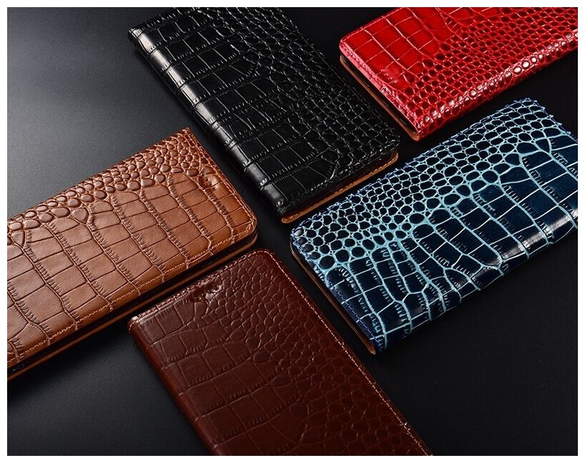 Чехол-книжка MyPads Premium Croco di lusso для Infinix Note 30 из импортной, натуральной кожи теленка, с фактурной прошивкой рельефа кожи крокодила. — фото 1